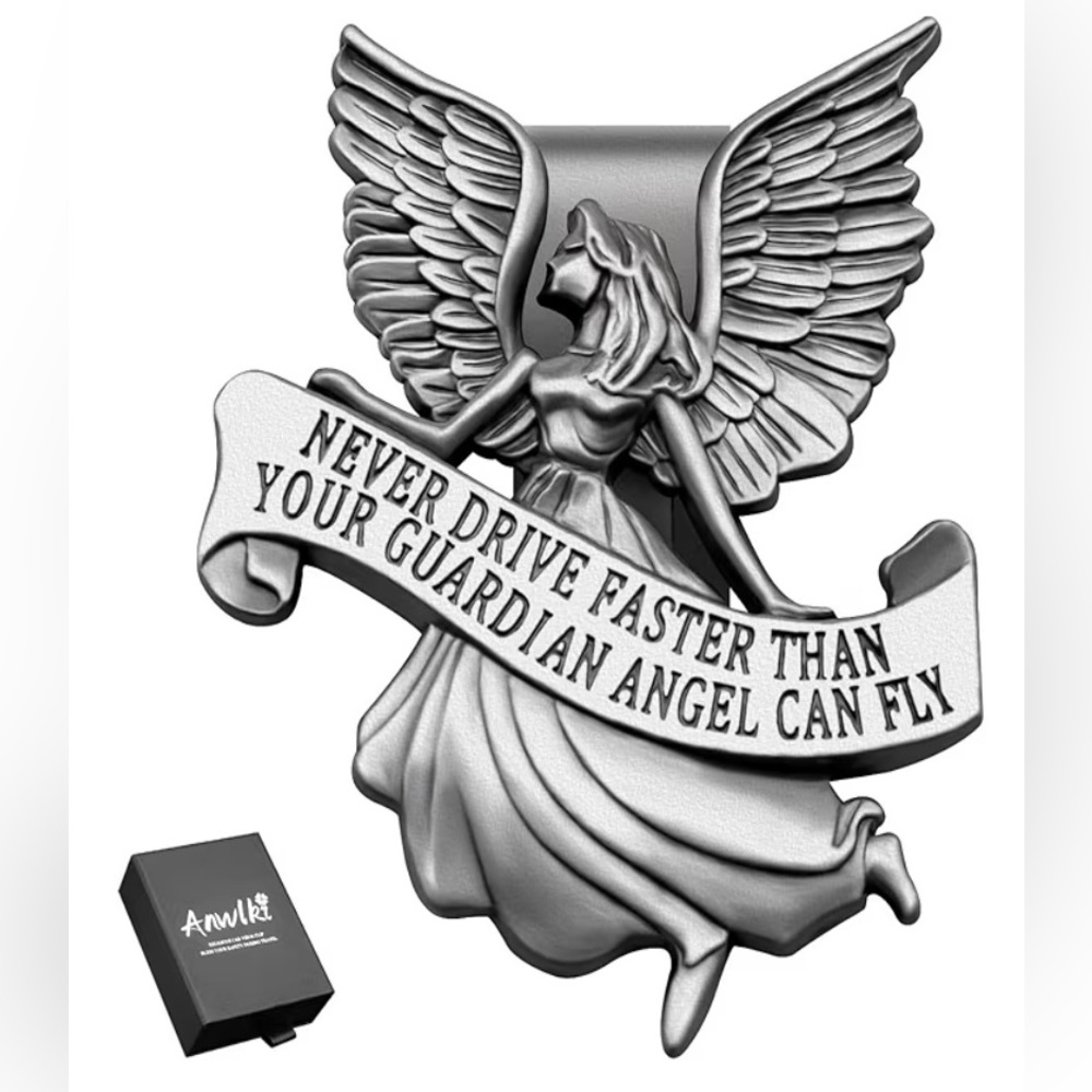 NIB Car Guardian Angel Metal Religious Visor Clip-New Driver